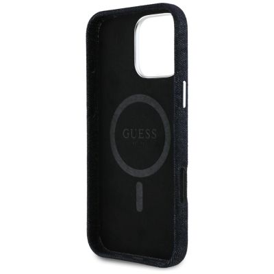 7. Guess Denim Triangle Logo MagSafe Hülle für iPhone 16 Pro - Schwarz