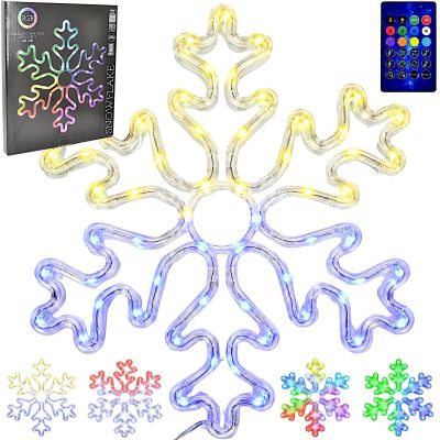 DEKORATIVER HÄNGE-SCHNEEFLOCKE 31,5 x 36 CM 60LED RGB TIMER USB
