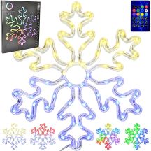DEKORATIVER HÄNGE-SCHNEEFLOCKE 31,5 x 36 CM 60LED RGB TIMER USB