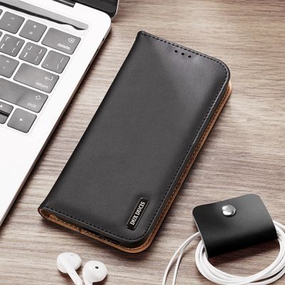 7. Dux Ducis Hivo Leather Flip Cover Echtleder Geldbörse für Karten und Dokumente Samsung Galaxy S22+ (S22 Plus) Schwarz