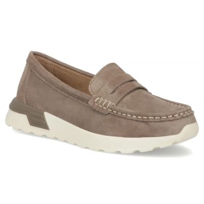 Beigefarbene Plateau-Loafer aus Leder für Damen, Modell Filippo DP7528