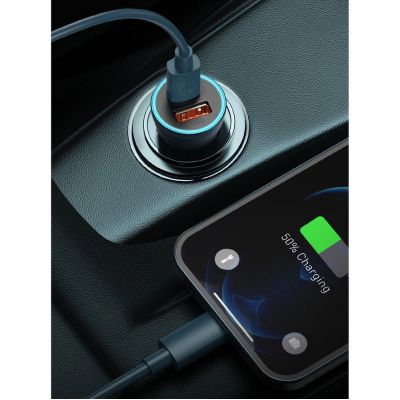 13. Baseus Golden Contactor Pro schnelles Autoladegerät USB Typ C / USB 40 W Power Delivery 3.0 Quick Charge 4+ SCP FCP AFC + USB Typ C Kabel - Lightning (TZCCJD-B0G)