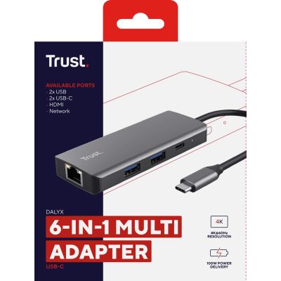 9. Trust DALYX 6-in-1 USB-C Multi-Port-Adapter Silber
