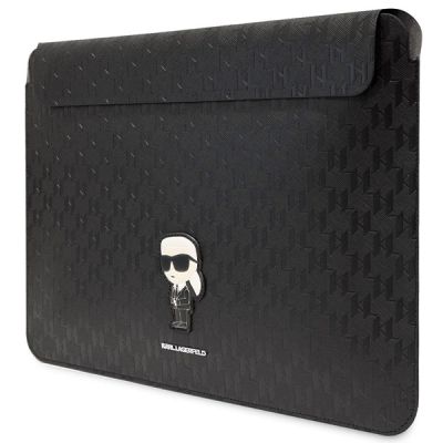 2. Karl Lagerfeld Saffiano Monogram Ikonik Tasche für einen 16-Zoll-Laptop – Schwarz