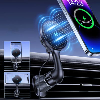 4. Wozinsky WCT5-6S4Y Autohalterung mit Qi/MagSafe 15W induktivem Ladegerät für Lüftungsschlitze - Schwarz