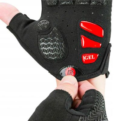 4. Rockbros S169BR S Fahrradhandschuhe mit Gel-Einsätzen – Schwarz und Rot