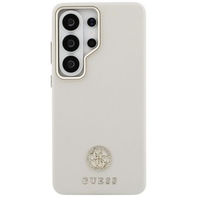 3. Guess Strass-Logo-Hülle mit rundem Logo für Samsung Galaxy S26 Ultra – Beige
