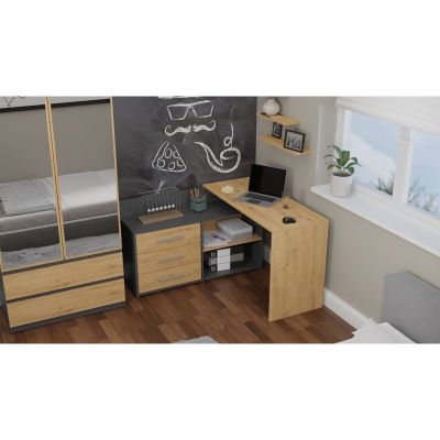 6. DANY Eckschreibtisch-Set, Anthrazit, Artisan-Set