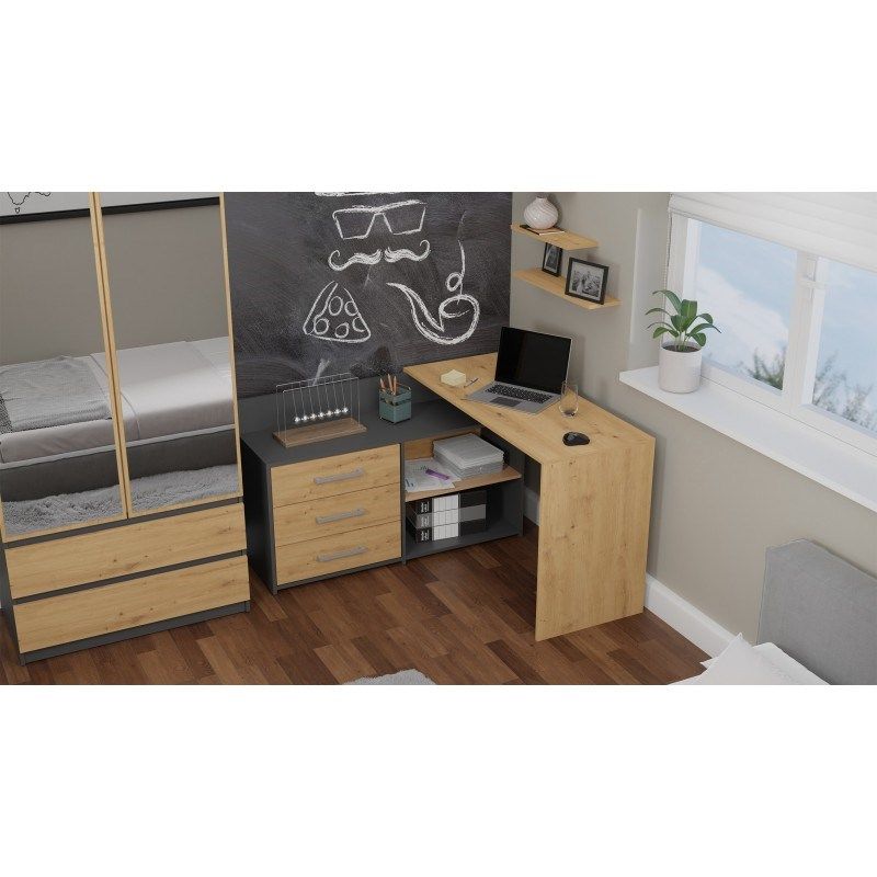 6. DANY Eckschreibtisch-Set, Anthrazit, Artisan-Set