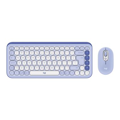 2. Logitech Pop Icon Combo Tastatur und Maus inklusive, universelle Bluetooth-QWERTZ-Tastatur, türkisch-lila, weiß