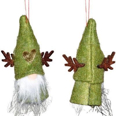 14. Weihnachtsanhänger, 9 cm, grün, Weihnachtsmann