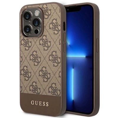 Guess GUHCP14LG4GLBR iPhone 14 Pro 6,1" braun/braun Hartschalenetui 4G Stripe Collection
