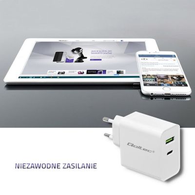 3. QOLTEC Wandladegerät 45 W | 5–20 V | 2,4–3 A | USB Typ C PD | USB | Weiß