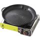 Grillrost und Grillpfanne für einen Gas-Campingkocher und -grill