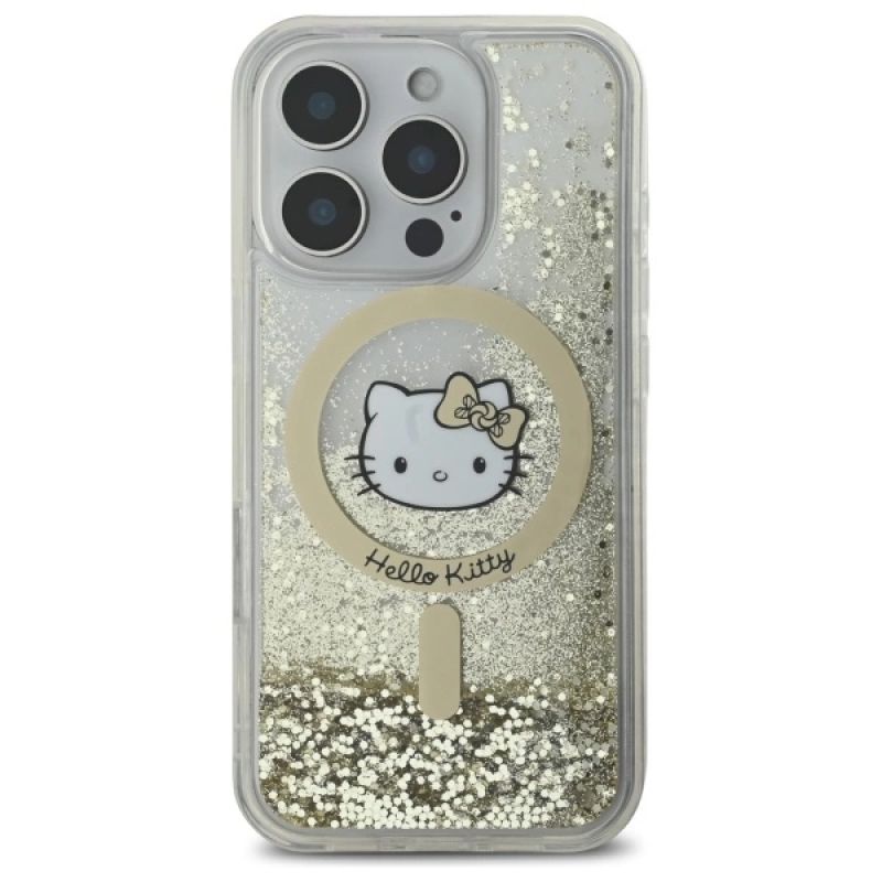 3. Hello Kitty Liquid Glitter Fever MagSafe Hülle für iPhone 16 Pro Max – Gold