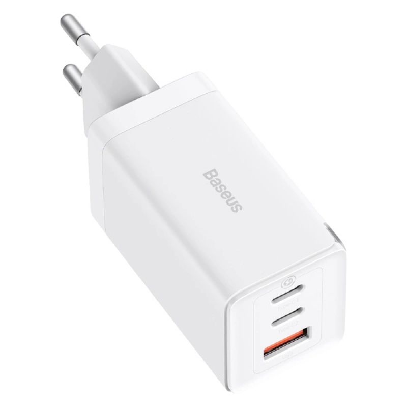 2. GaN 2xUSB C 1xUSB 65W Schnellladegerät Baseus GaN5 Pro + USB C - USB C 100W Kabel - Weiß