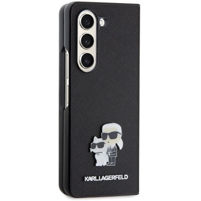 5. Karl Lagerfeld Saffiano Karl&Choupette Pin Hülle für Samsung Galaxy Z Fold 5 – Schwarz