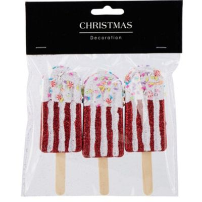 15. Eiscreme-Hängedekorationskugeln, 3 Stück, rot