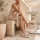 8. Beige Leder-Keilsandalen für Damen, Modell Filippo DS6965
