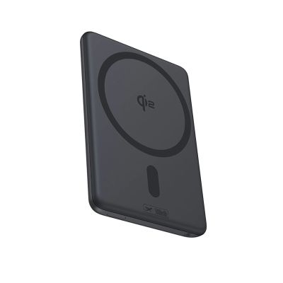 Baseus PicoGo AM31 Qi2 5000mAh 20W MagSafe-kompatible Powerbank mit Ständer (mit schwarzem, einfach ummanteltem USB-C-Kabel, 30 cm) – Schwarz