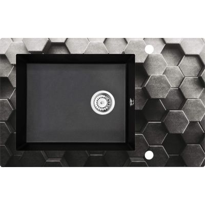 Einzelbecken-Spülbecken aus Glasgranit mit Abtropffläche
