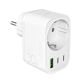 Puro 30W Power Delivery Ladegerät mit Schuko Stecker und Buchse 2x USB-C + 1x USB-A - Weiß