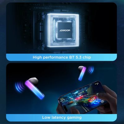 13. TWS Joyroom JR-TC1 IceLens Series kabellose Kopfhörer mit LED-Leuchten – Weiß