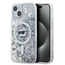 Karl Lagerfeld Liquid Glitter Choupette Head MagSafe-Hülle für iPhone 14 / 15 / 13 – transparent