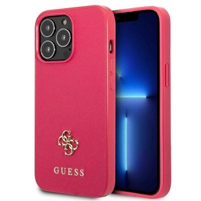 Guess Saffiano 4G Small Metal Logo Hülle für iPhone 13 Pro / 13 – Rosa