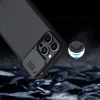 13. Nillkin CamShield Pro Hülle iPhone 14 Pro Max Gepanzerte Abdeckung Kameraschutz Blau