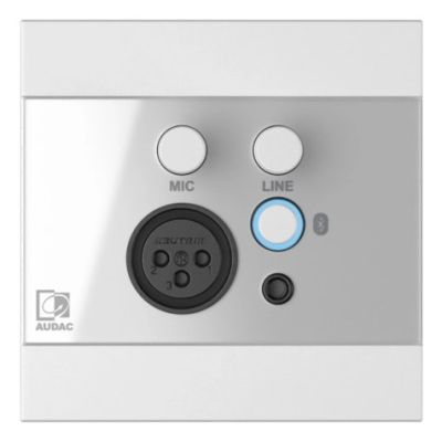 AUDAC WP225/W Wandpanel, XLR-Mikrofonanschluss + 3,5-mm-Klinkenanschluss + Bluetooth, weiß