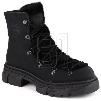 Big Star W INT1926A schwarze Plateaustiefeletten aus Fell