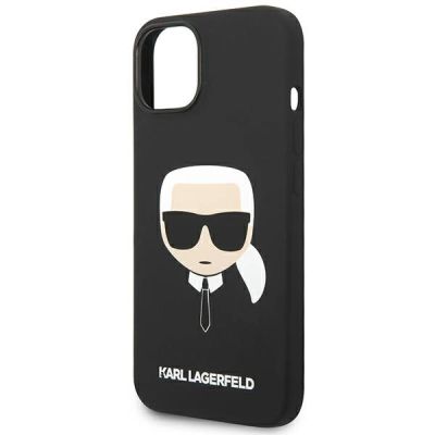 6. Karl Lagerfeld Silikonhülle mit Karls Kopf für iPhone 13 / 14 / 15 - Schwarz