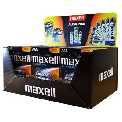 MAXELL ALKALINE LR03 AAA 4er-Packung Display (30 Blisterpackungen/120 Batterien)