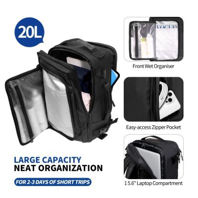 5. Tech-Protect Defender S50 Rucksack für Ryanair & Wizzar, 20 l Laptop, Schwarz