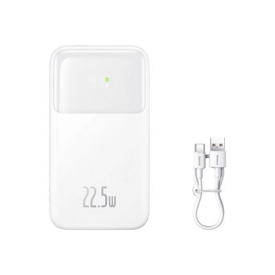 Baseus Comet Series Powerbank mit Display 10000 mAh 22,5 W – weiß + USB-A – USB-C-Kabel