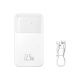 Baseus Comet Series Powerbank mit Display 10000 mAh 22,5 W – weiß + USB-A – USB-C-Kabel
