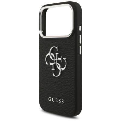 6. Guess Grained Big 4G Classic Logo Hülle für iPhone 17 Pro - Schwarz
