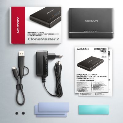 9. Axagon ADSA-CC USB-C 10 Gbit/s – NVMe M.2 SSD & SATA 2,5/3,5 SSD/HDD CLONE MASTER 2 – Digital/Daten – NVMe USB 3.2 Gen 2 (3.1 Gen 2) Typ-C Schwarz