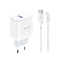 Dudao A20EU USB-A 18W Wandladegerät - weiß + USB-A - USB-C Kabel