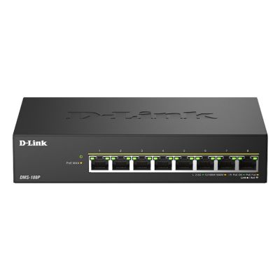 D-Link DMS-108P/E Netzwerk-Switch, unmanaged, 2,5-Gbit/s-Ethernet (100/1000/2500), PoE-fähig, Schwarz