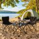 41. Faltbares Touristen-Set 3-in-1 Tisch und 2 Stühle Schwarz Enero Camp
