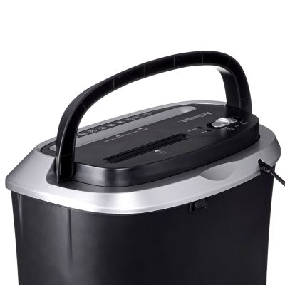 21. Activejet ASH-1201D Aktenvernichter, P-3, 25 l, 5x38 mm Schnipsel, 12 Blatt, schwarz und silber.