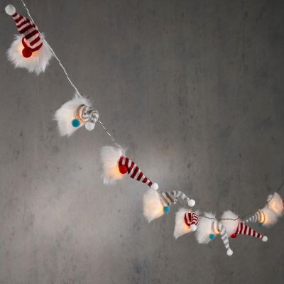 6. 12-teiliges batteriebetriebenes Lichterketten-Set mit Weihnachtsmann- und Elfenmotiven, warmweiß, Luca