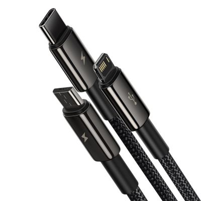 2. Baseus Tungsten 3in1 USB-Kabel - USB Typ C / Lightning / Micro-USB 3,5 A 1,5 m schwarz (CAMLTWJ-01)