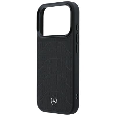 6. Mercedes Leder-Mesh-Hülle mit Bow Line MagSafe für iPhone 17 Pro – Schwarz