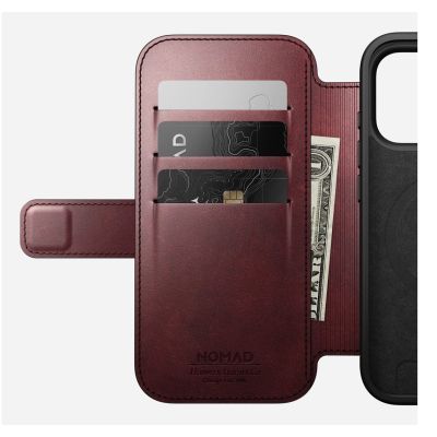7. NOMAD Modern Leather Folio - MagSafe-kompatible Lederhülle für iPhone 17 Pro, Horween-Leder (burgunderrot)