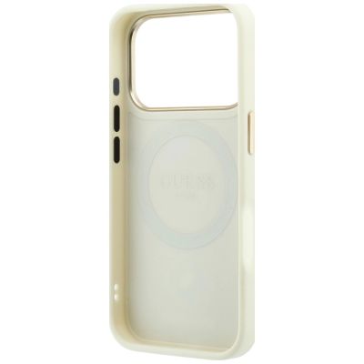 7. Guess Peony 4G MagSafe Hülle mit kleinem Logo für iPhone 17 Pro Max / 18 Pro Max – Beige