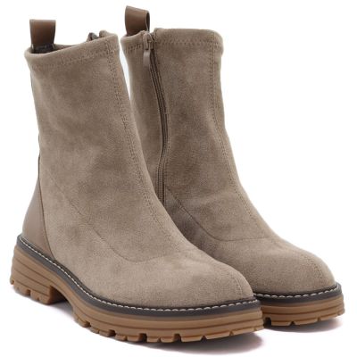 4. Damen-Stiefeletten aus beigem Wildleder M.Daszyński SA259-2