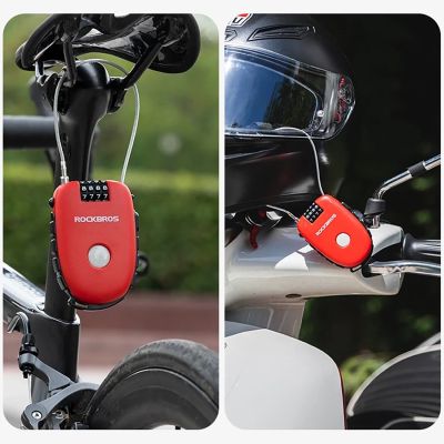 13. Rockbros 32420981001 Fahrradschloss mit einziehbarem Kabel – Rot